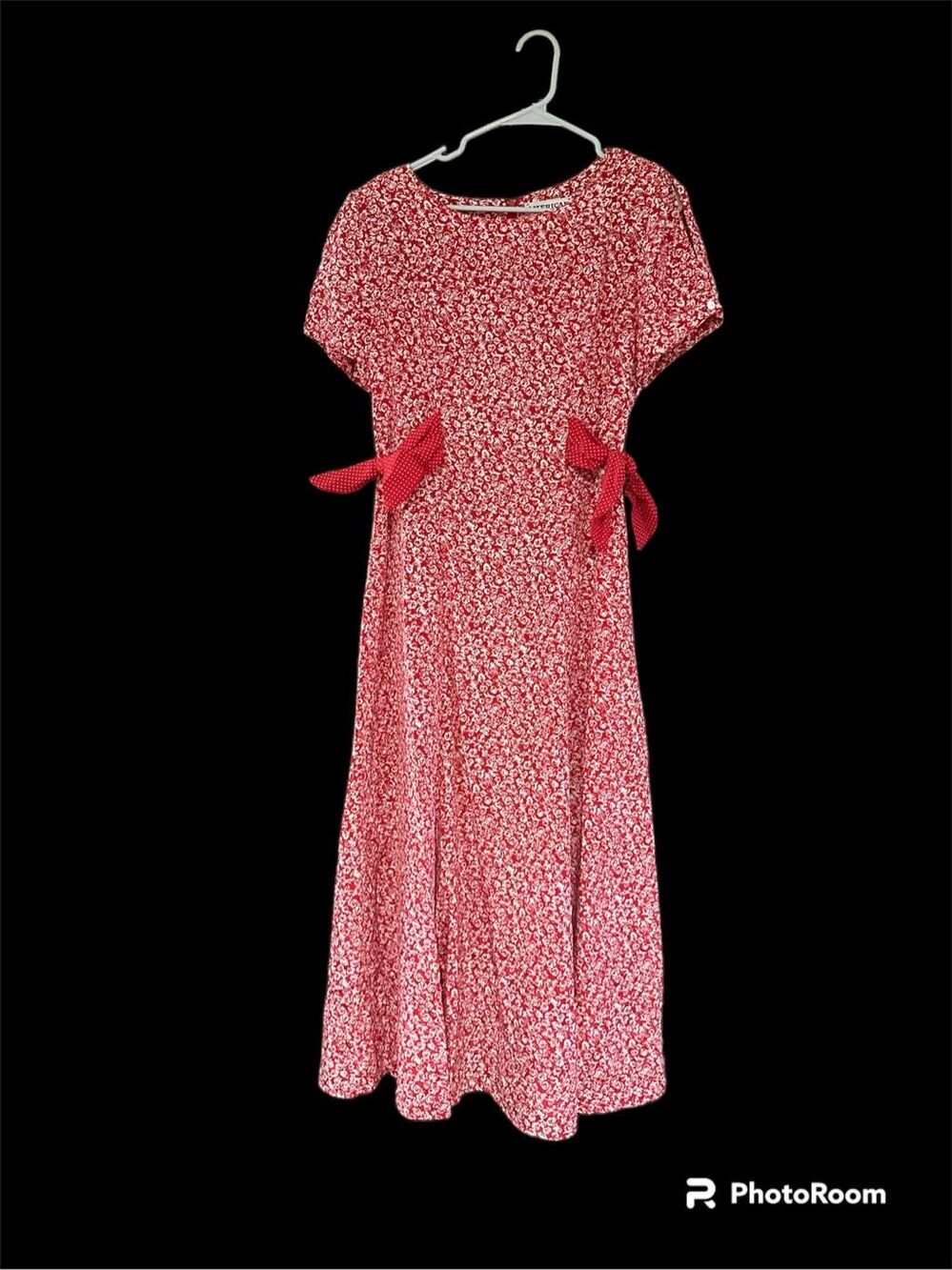 Vintage American Design red rose floral maxi dress 10 M 90s